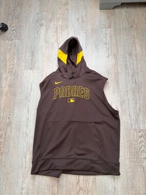 Nike Padres Sleeveless Pullover Hoodie in Brown and Yellow